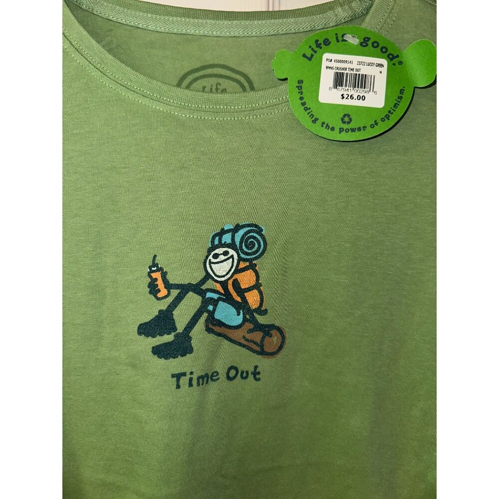 NWT Life is Good Women's T-Shirt Hiker "Time Out" Size Medium